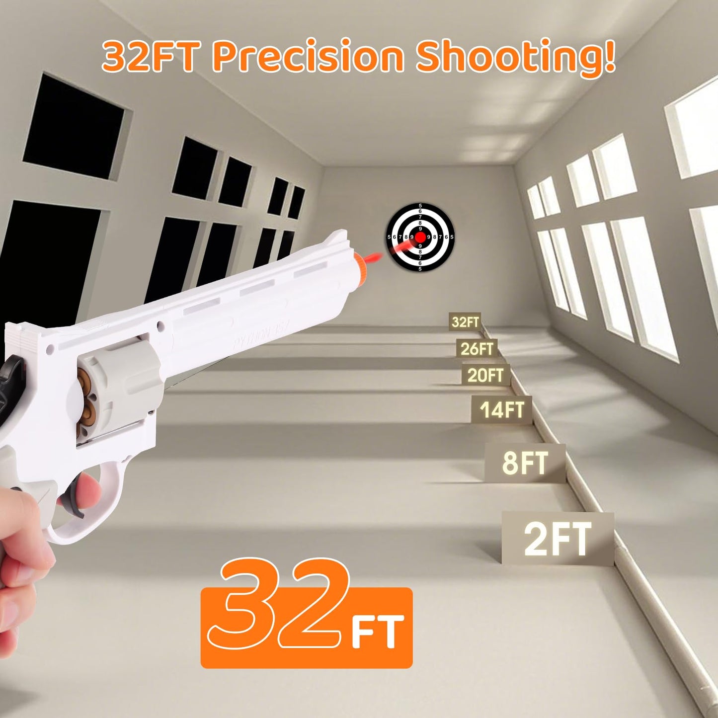 NOVOCA 357 Full-Size Realistic Toy Revolver – 32ft Range, ABS Build