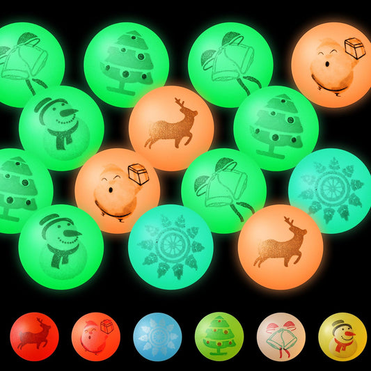 NOVWANG Glow-in-the-Dark Christmas Bouncy Balls – 24 Pack, 1.25-Inch Diameter, Party Favors