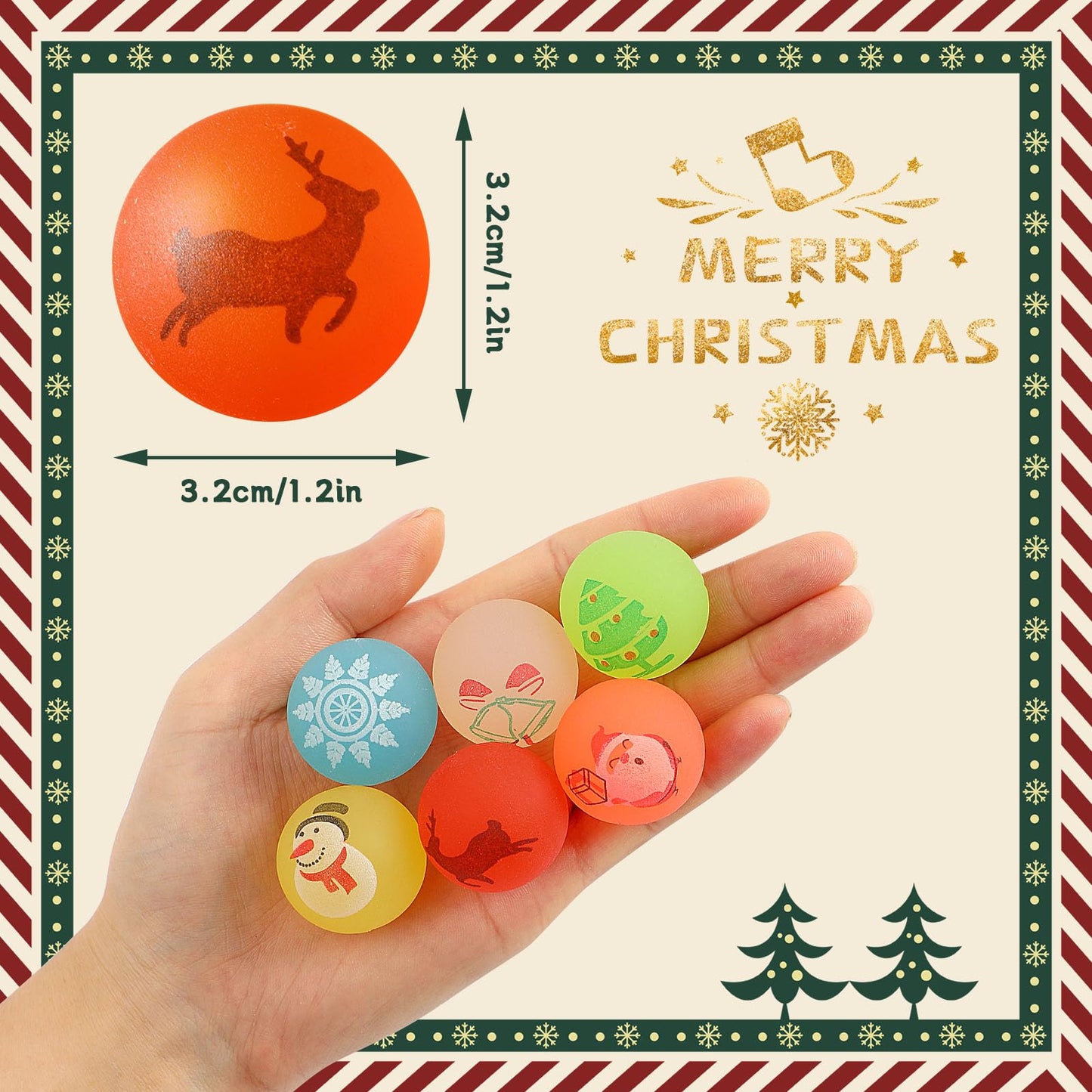 NOVWANG Glow-in-the-Dark Christmas Bouncy Balls – 24 Pack, 1.25-Inch Diameter, Party Favors