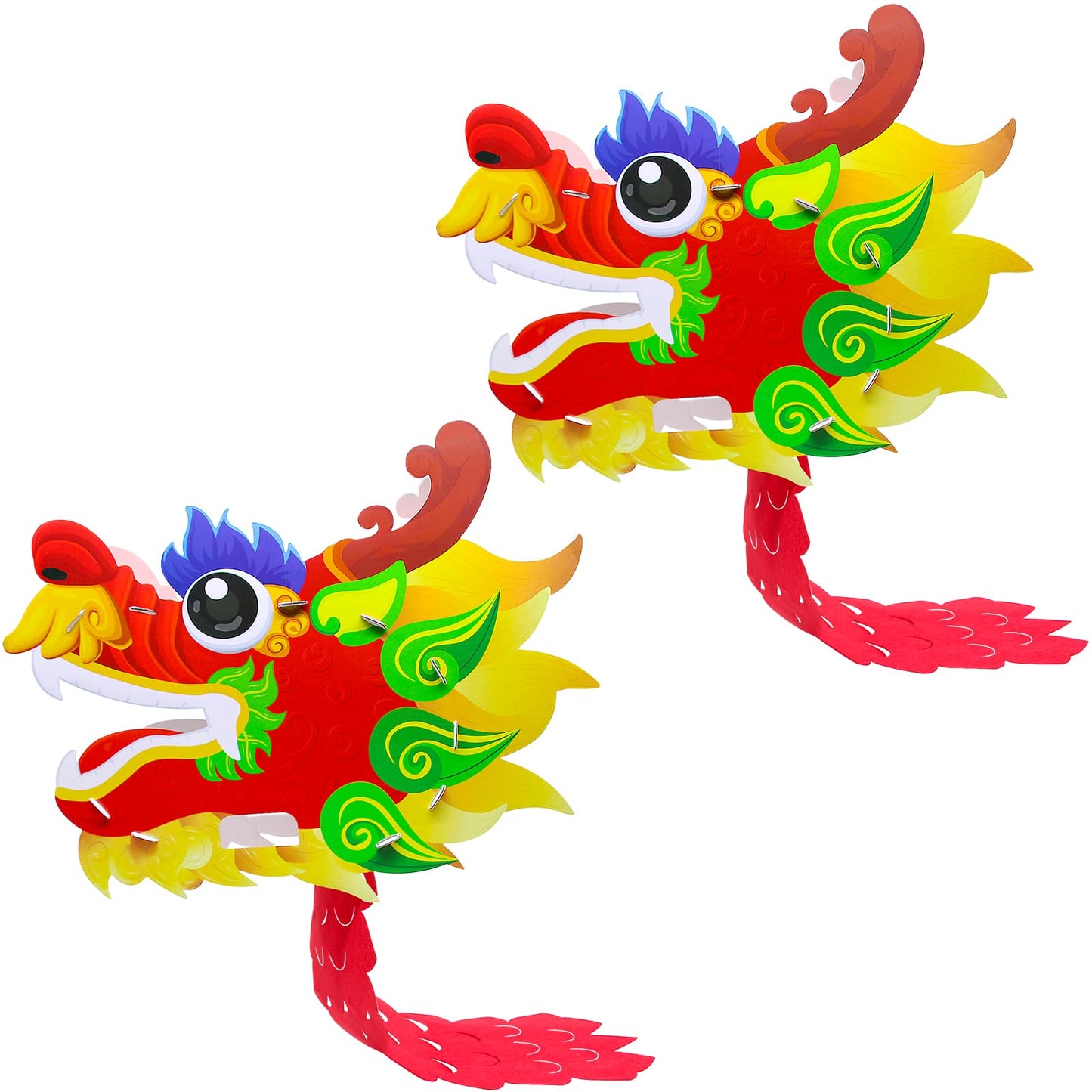 Nowaca 2PCS Chinese Dragon Dance Head – DIY Cardboard Wearable Dragon Head Set
