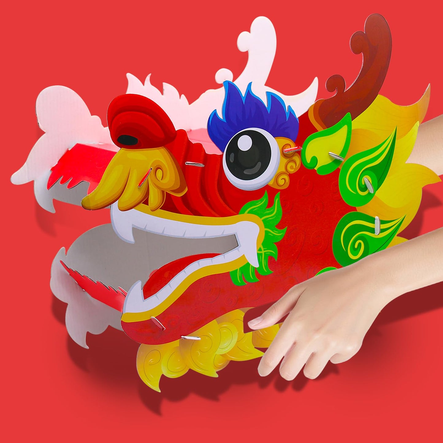 Nowaca 2PCS Chinese Dragon Dance Head – DIY Cardboard Wearable Dragon Head Set