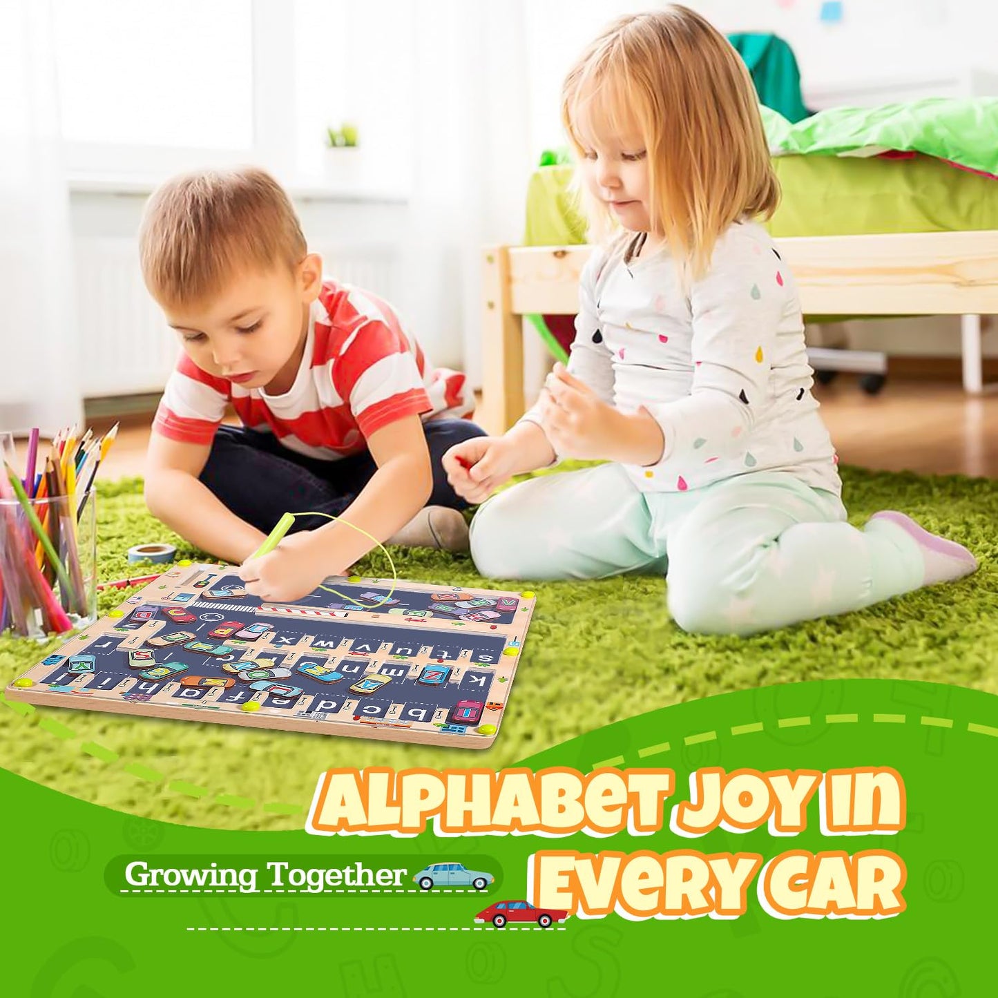 NOWRICH Magnetic Alphabet Maze Board – Montessori Letter Learning Toy for Ages 2–5