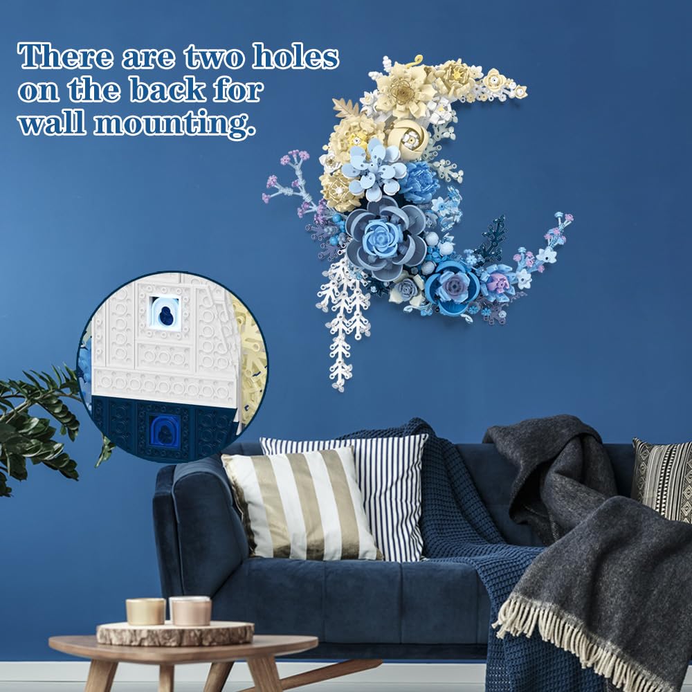 Noziaa Eternal Flower Building Blocks Set – Moon Model, Desktop Decor, 934 PCS