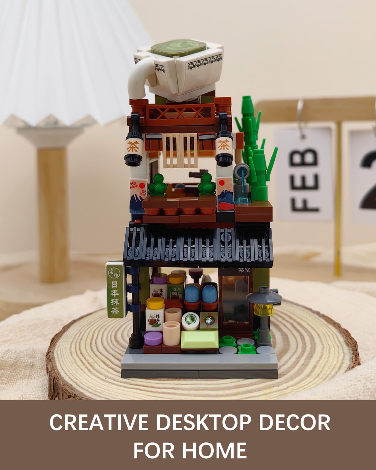 noziaa Japanese City Street View Matcha Shop — 379-Piece MOC Mini Building Blocks Set (1656)