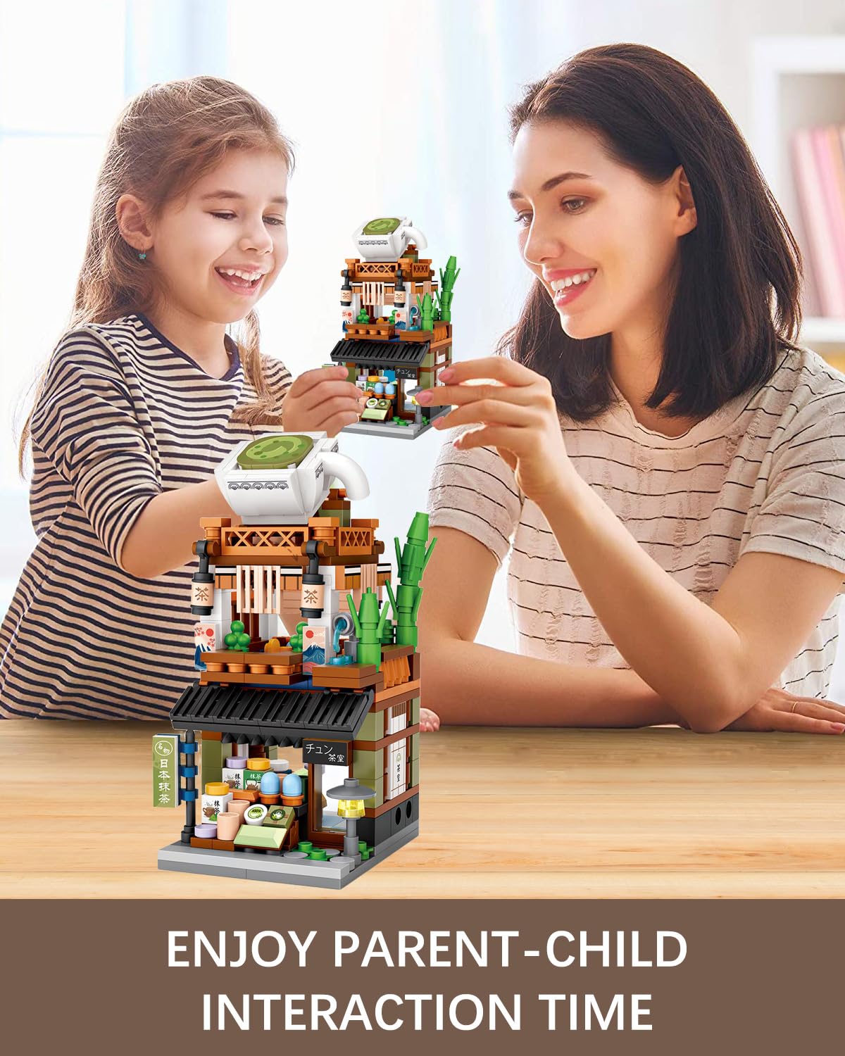 noziaa Japanese City Street View Matcha Shop — 379-Piece MOC Mini Building Blocks Set (1656)