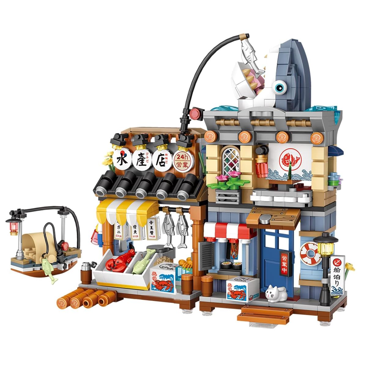 Noziaa Japanese City Street View Seafood Store Mini Blocks – 790 pcs