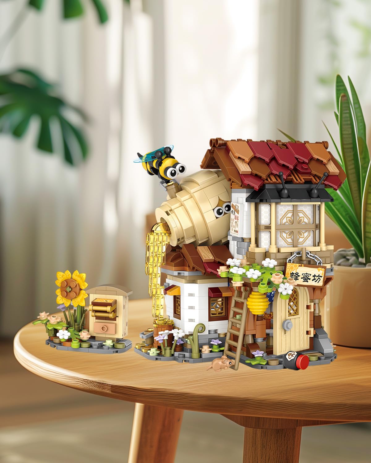 noziaa City Street View Honey Workshop 1242-piece Mini Building Blocks Set