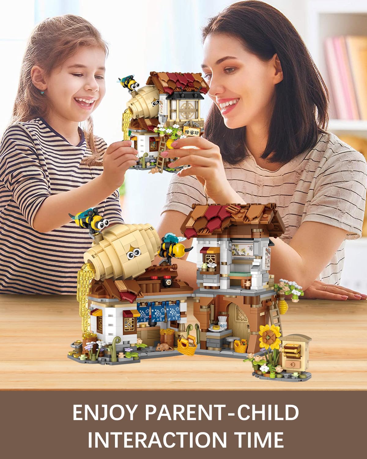 noziaa City Street View Honey Workshop 1242-piece Mini Building Blocks Set