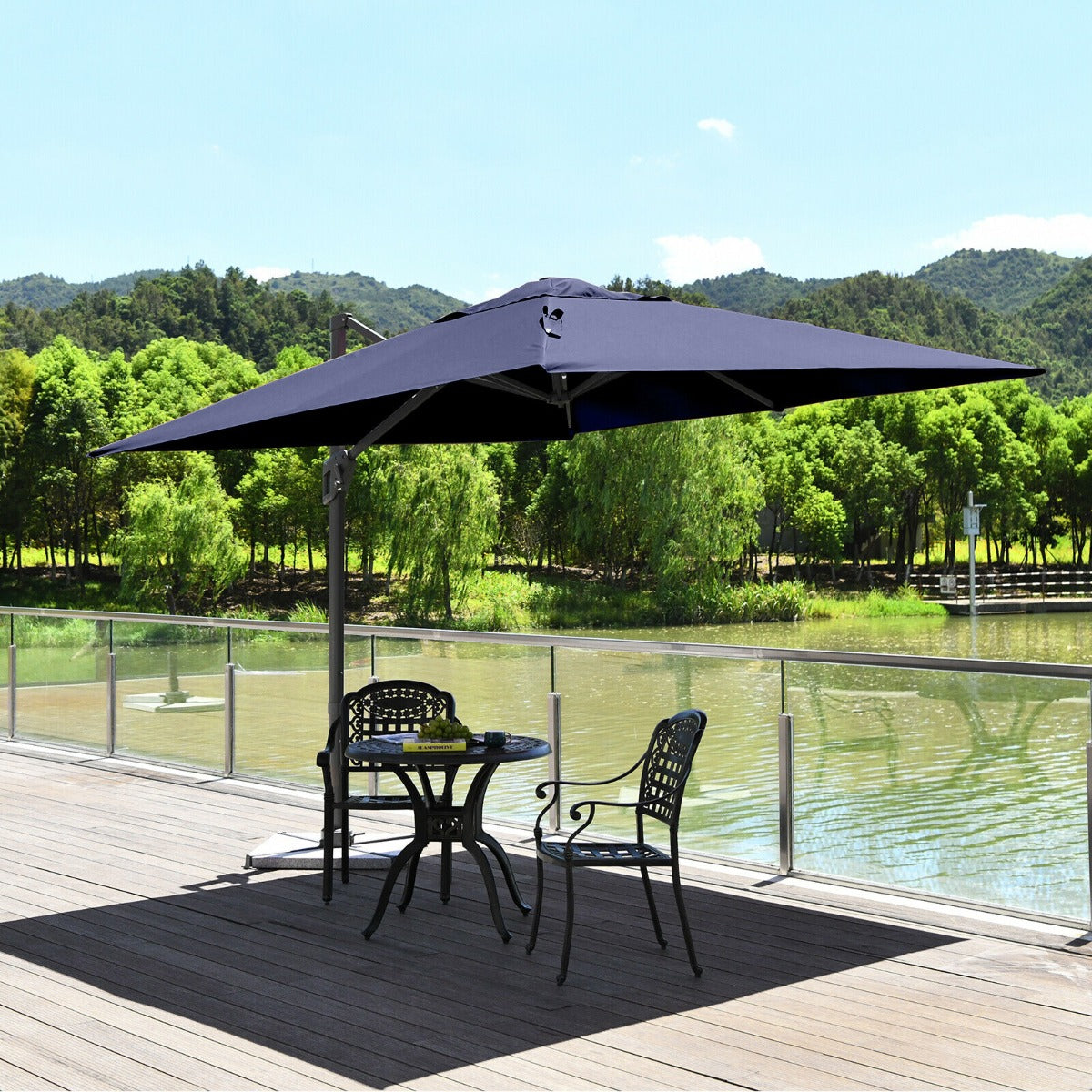 3m Patio Cantilever Umbrella with 4-Level Tilting Adjustment and Crank Handle-Beige