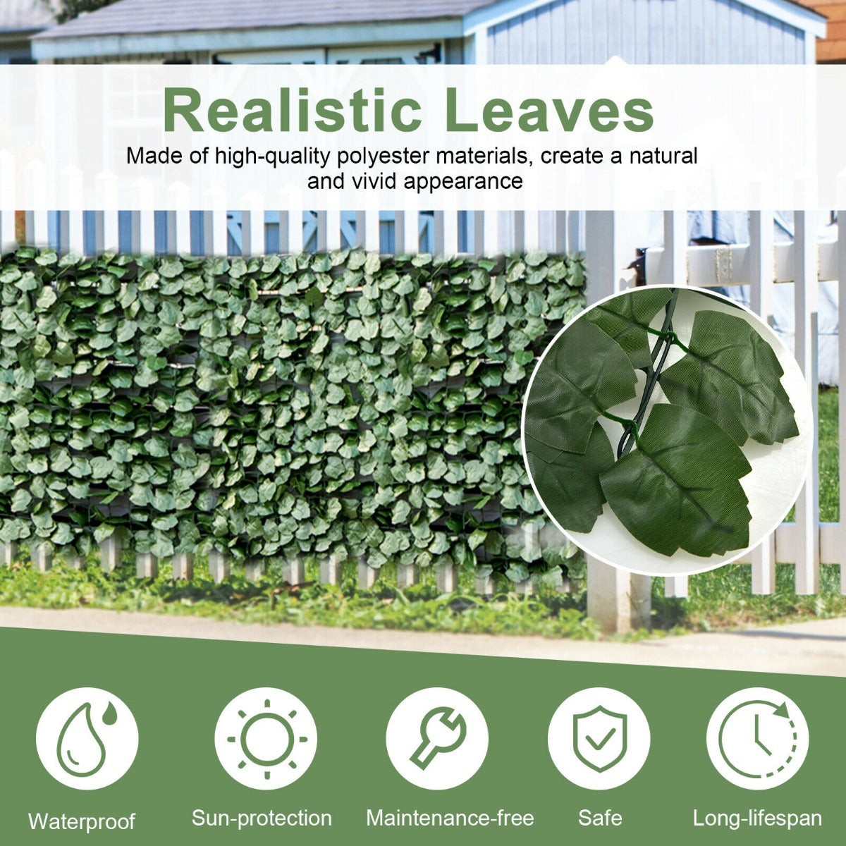 3 x 1M Artificial Hedge Ivy Leaf with Leaves for Garden-Size 2