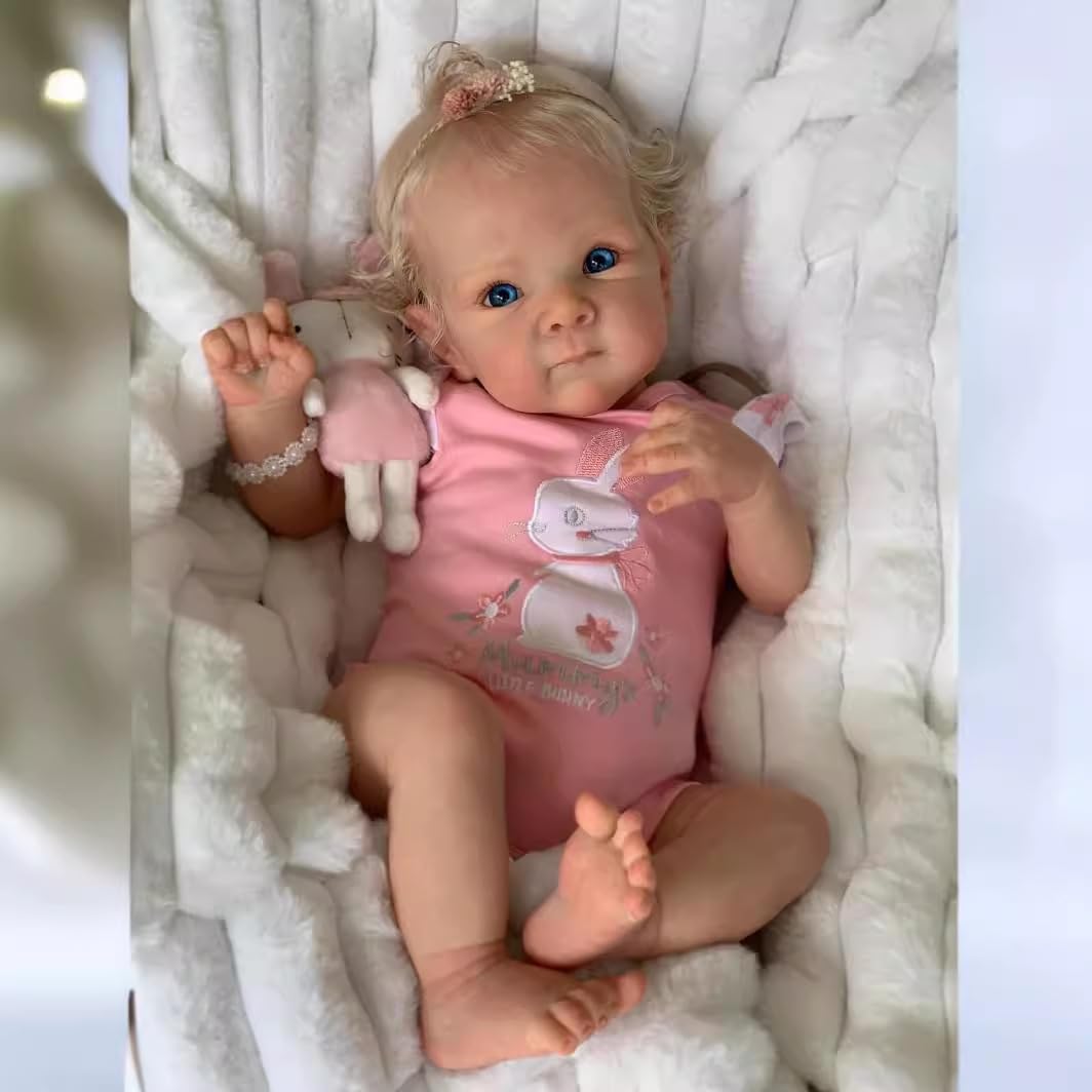 NPKCJZY Lifelike 18-Inch Reborn Baby Doll with Weighted Cloth Body – Blonde Hair