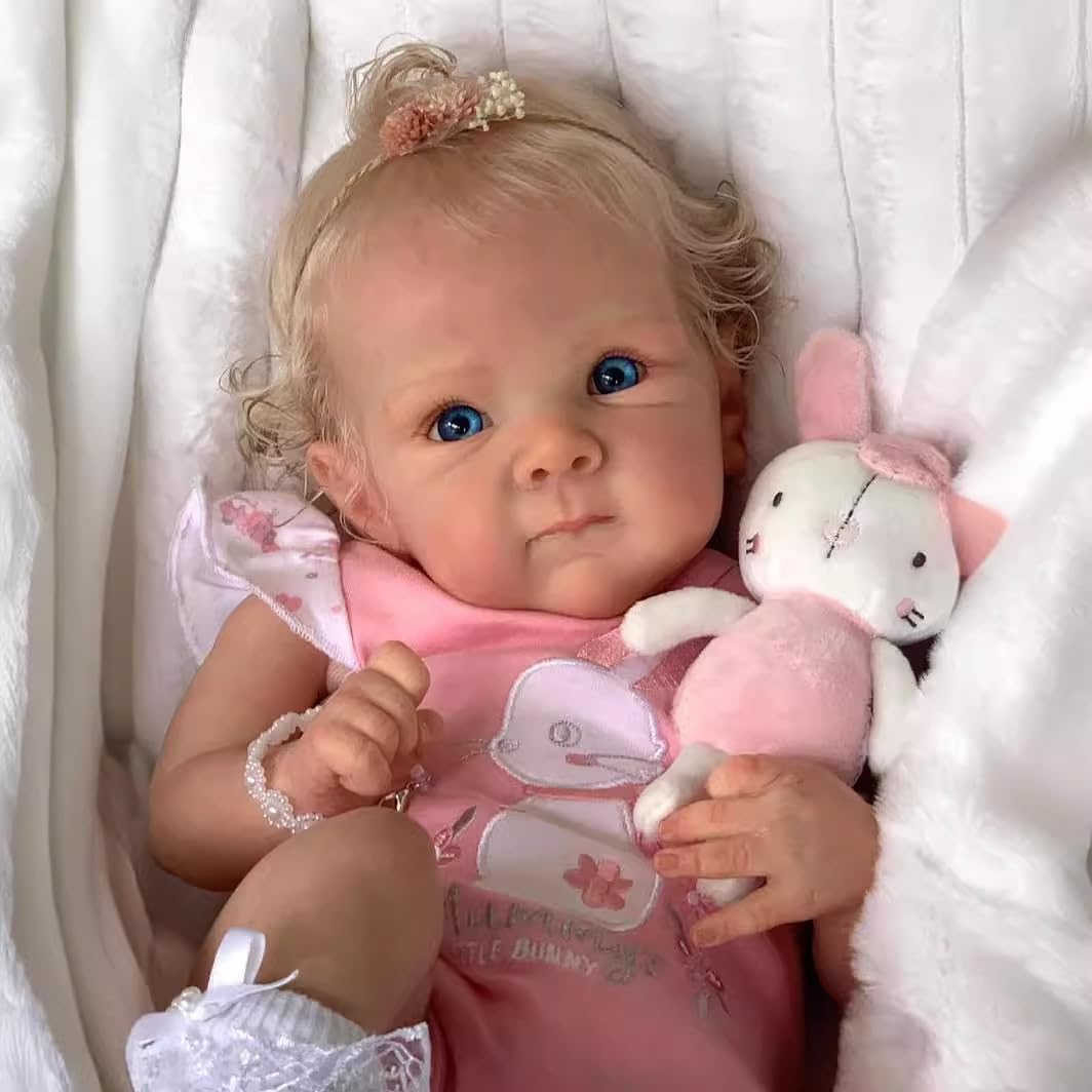 NPKCJZY Lifelike 18-Inch Reborn Baby Doll with Weighted Cloth Body – Blonde Hair