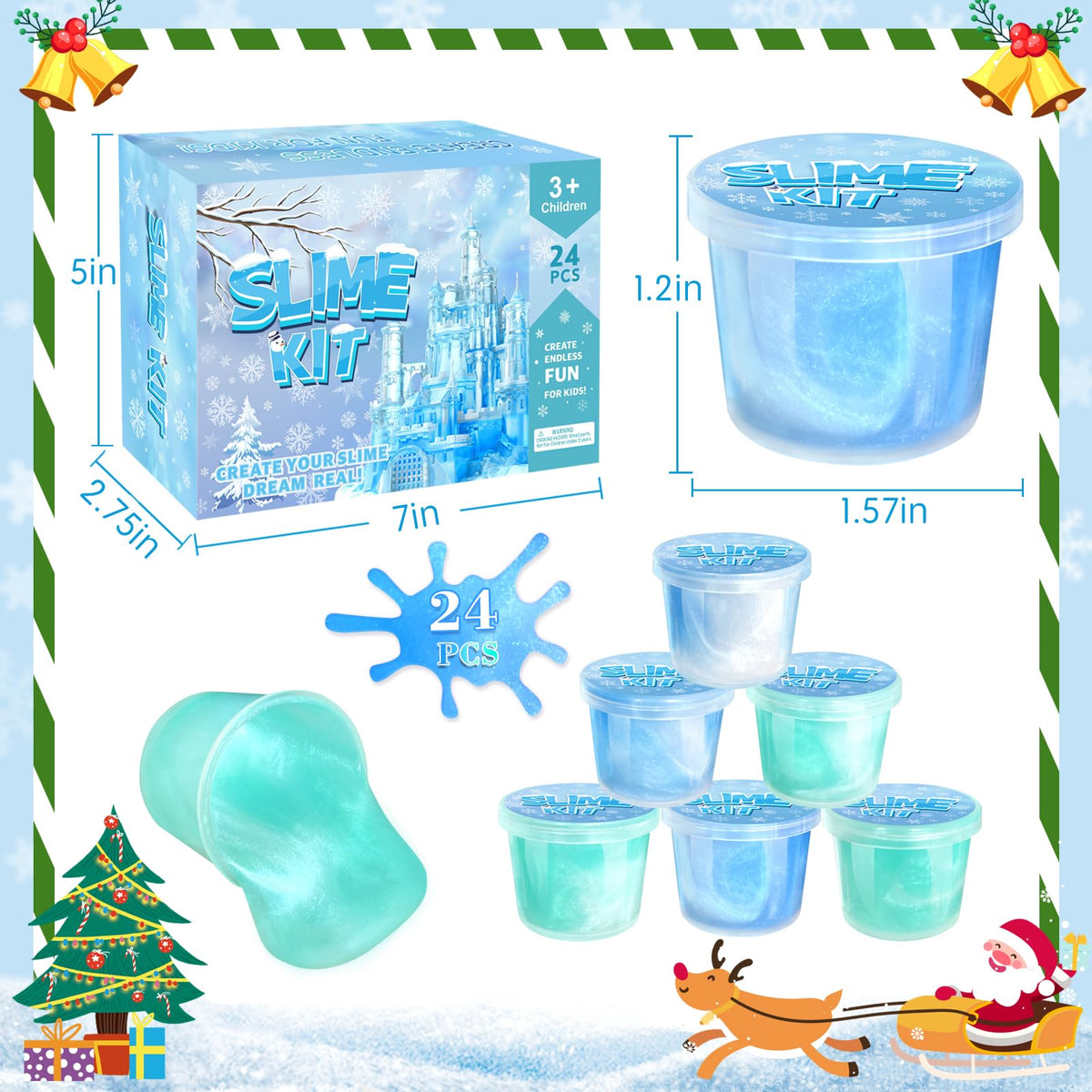 NPNE 24 Pack Frozen Slime Party Favors - Non-Sticky & Safe