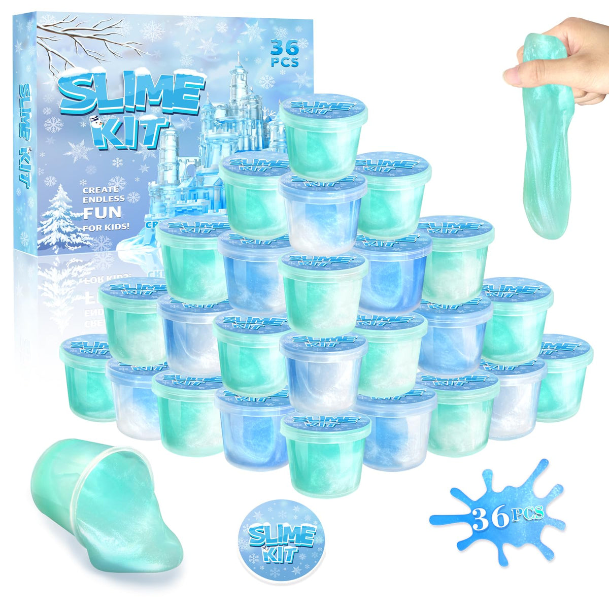 NPNE 36-Pack Frozen Ice Slime Set – Non-Stick, Stretchy Putty for Kids | Party Favors & Classroom Rewards