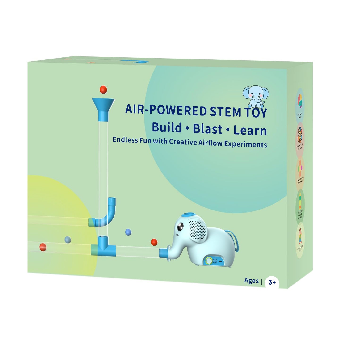 NPOUE STEM Air-Powered Building Toys – 30 Foam Balls & Rechargeable Turbine Kit for Kids