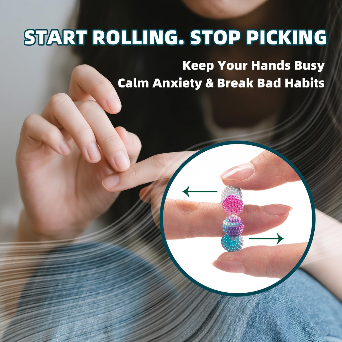 NPPN Spiky Sensory Rings – 10 Pack Fidget Rings for Anxiety Relief, Quiet Acupressure Ring for Adults & Teens