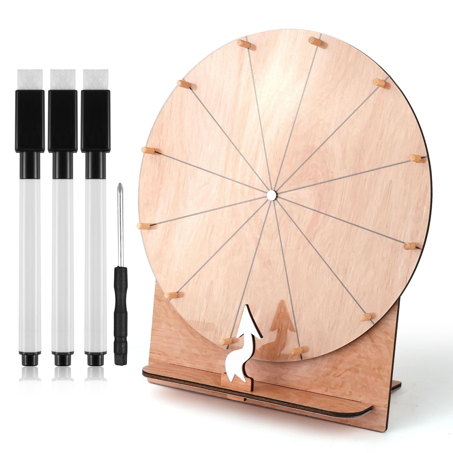NQEUEPN 11.4 Inch Wooden Prize Wheel – Tabletop Spin Wheel for Weddings & Parties