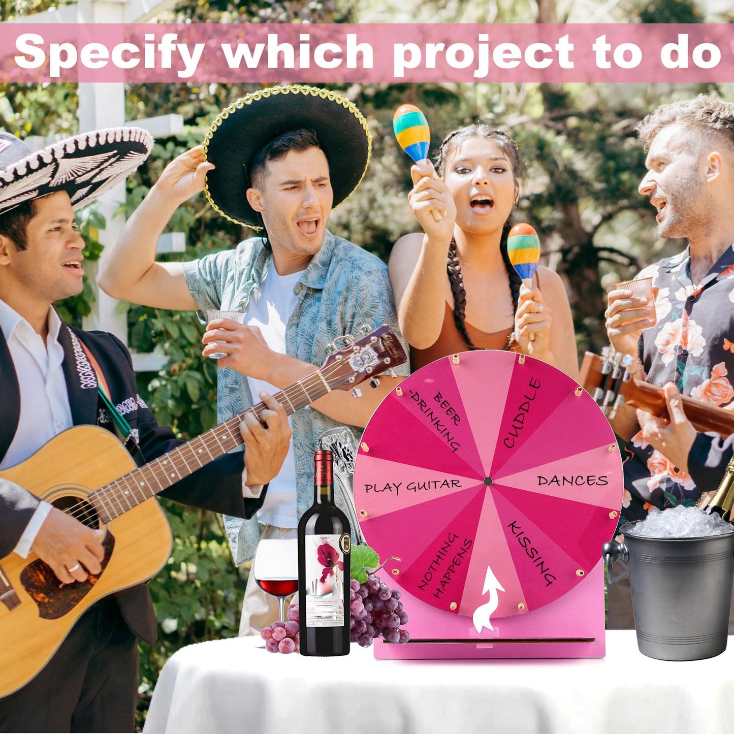 NQEUEPN Wooden Spinning Wheel – 11.4" Prize Wheel (Pink) for Parties & Trade Shows