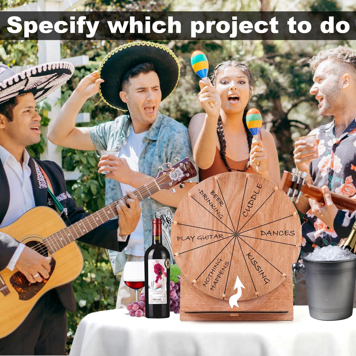 NQEUEPN 11.4 Inch Wooden Prize Wheel – Tabletop Spin Wheel for Weddings & Parties