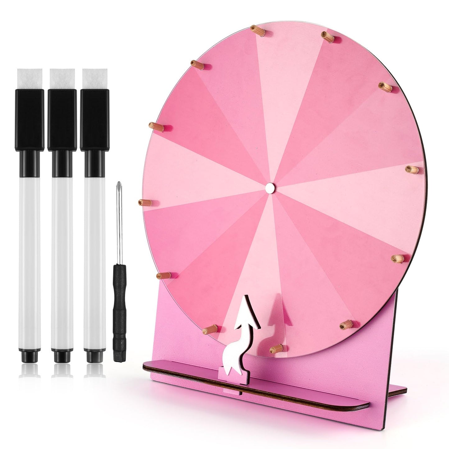 NQEUEPN Wooden Spinning Wheel – 11.4" Prize Wheel (Pink) for Parties & Trade Shows
