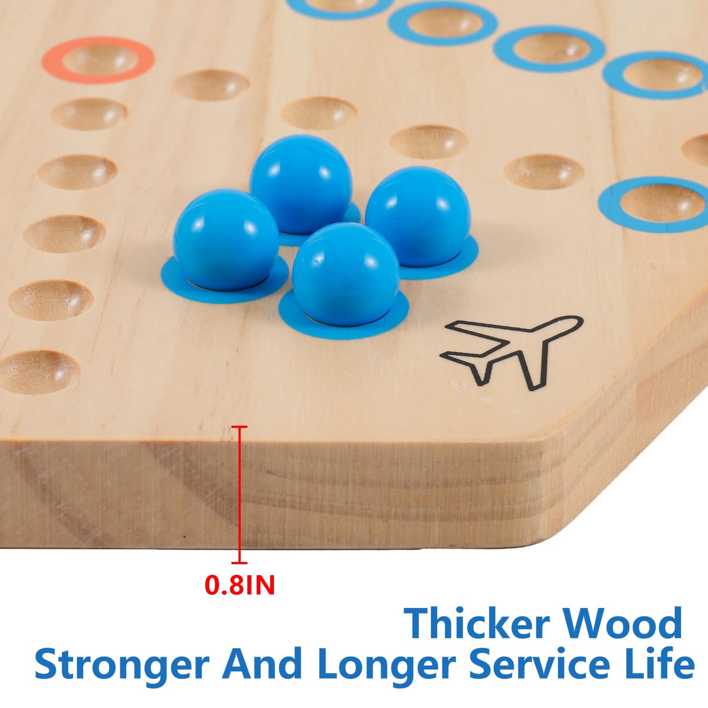 NRZSSN Large 20in Wood Wahoo Marble Board Game - 2-Sided for 4-6 Players