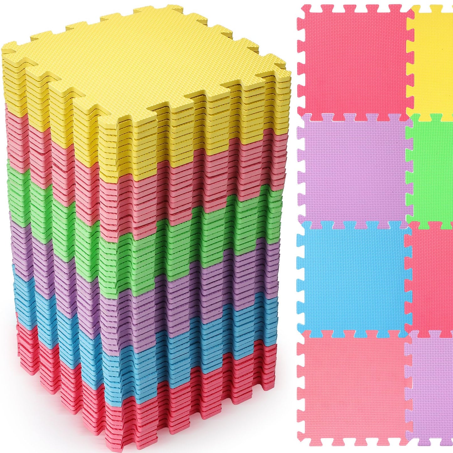 Nuanchu 60-Piece Interlocking Foam Puzzle Floor Mats – Colorful 12-Inch Tiles with Borders