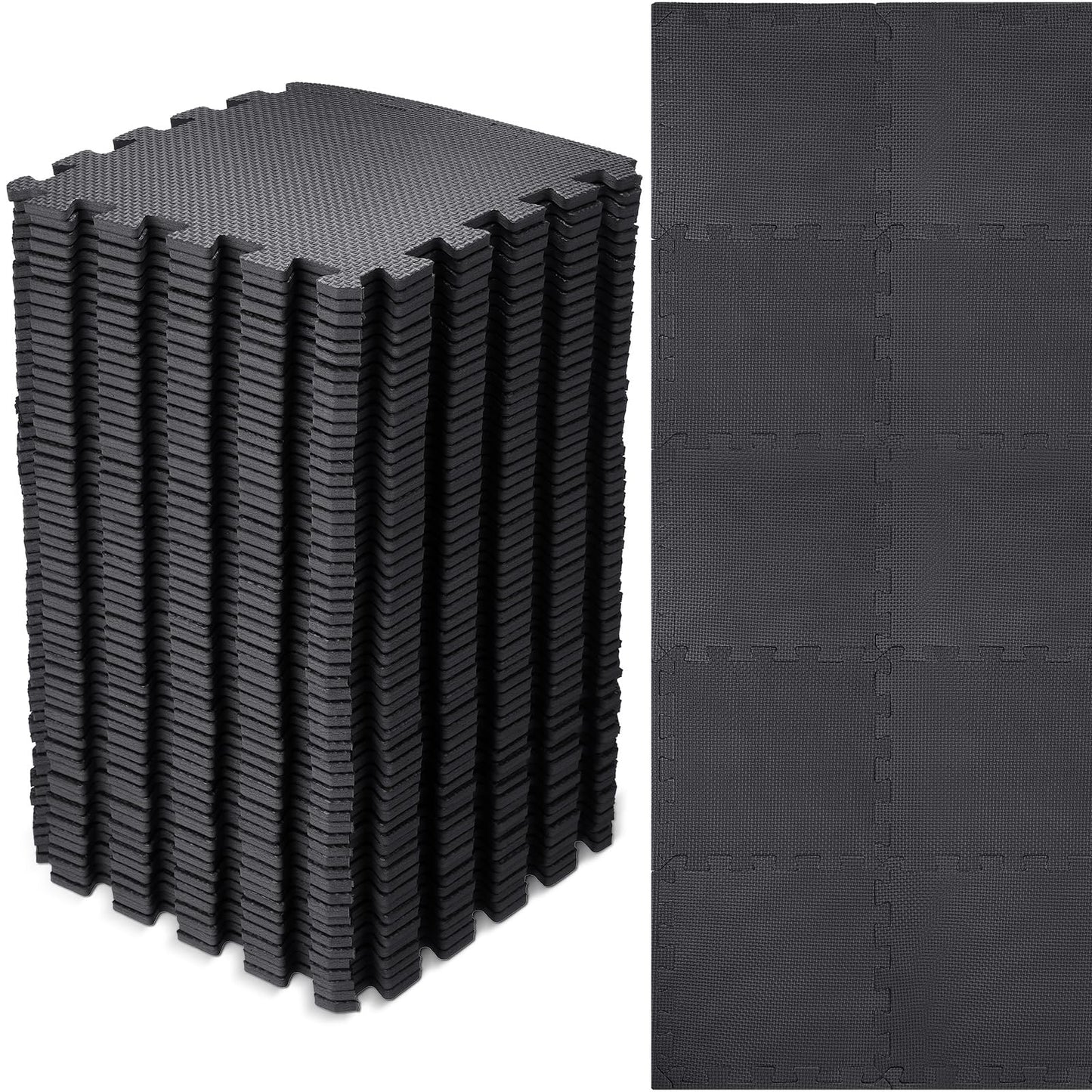 Nuanchu 60PCS Kids Foam Puzzle Floor Mat – Interlocking Black 12-Inch Tiles