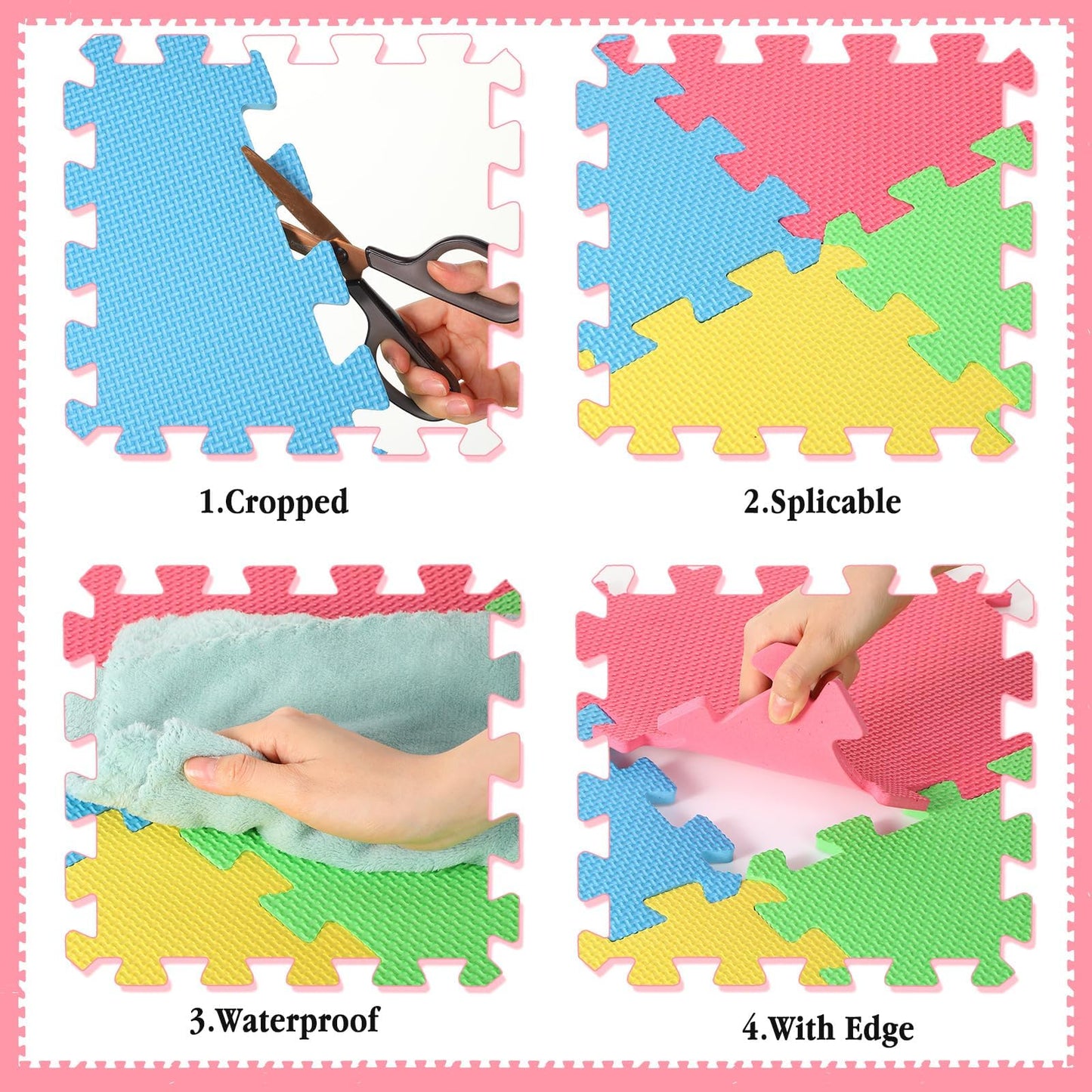 Nuanchu 60-Piece Interlocking Foam Puzzle Floor Mats – Colorful 12-Inch Tiles with Borders