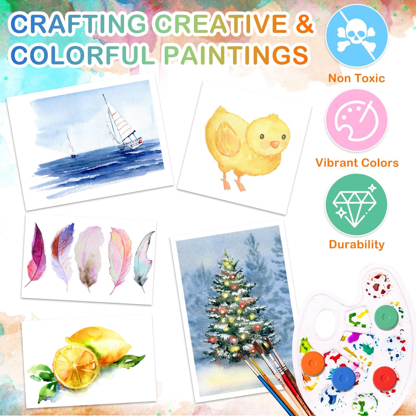 Nuanchu 15 Pcs Tempera Paint Cakes - 15 Colors for Painting & Crafts