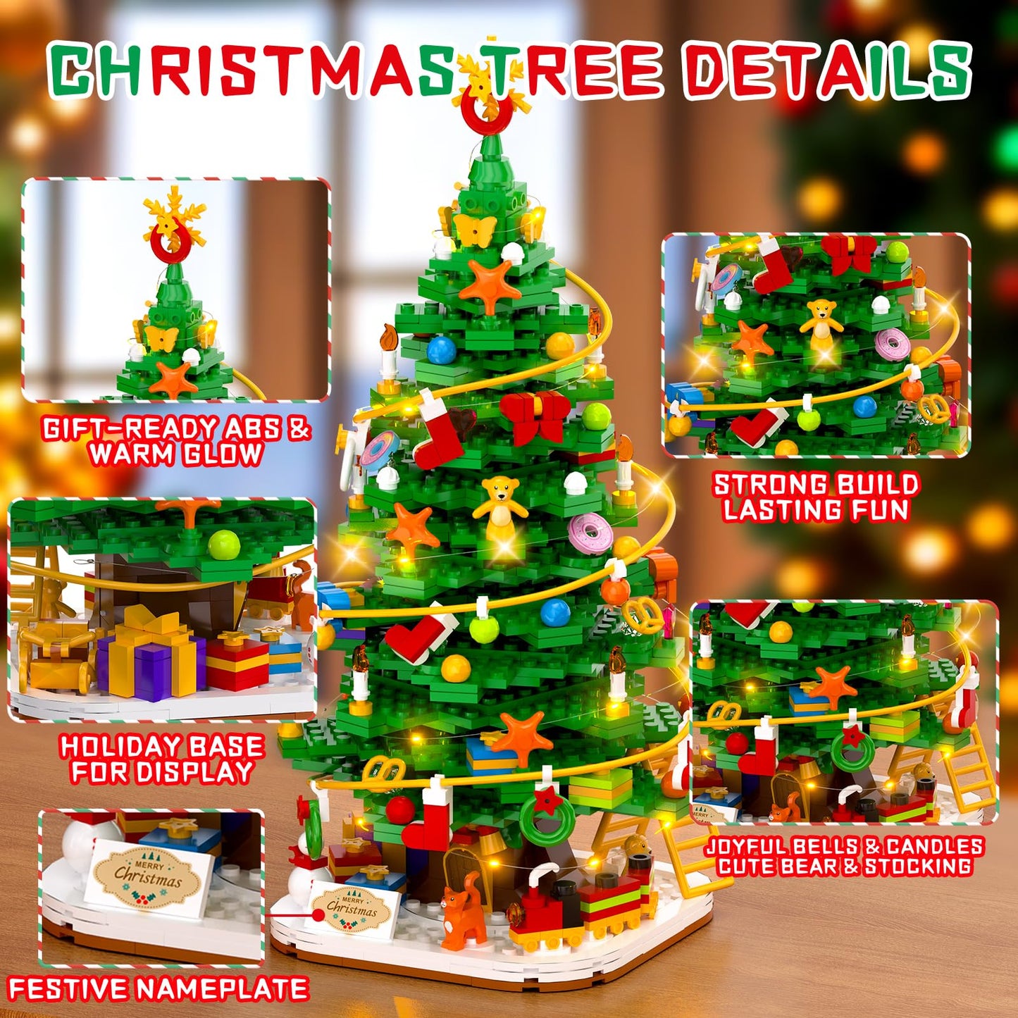Nubee Christmas Tree Building Block Set with Light Kit — 661 PCS