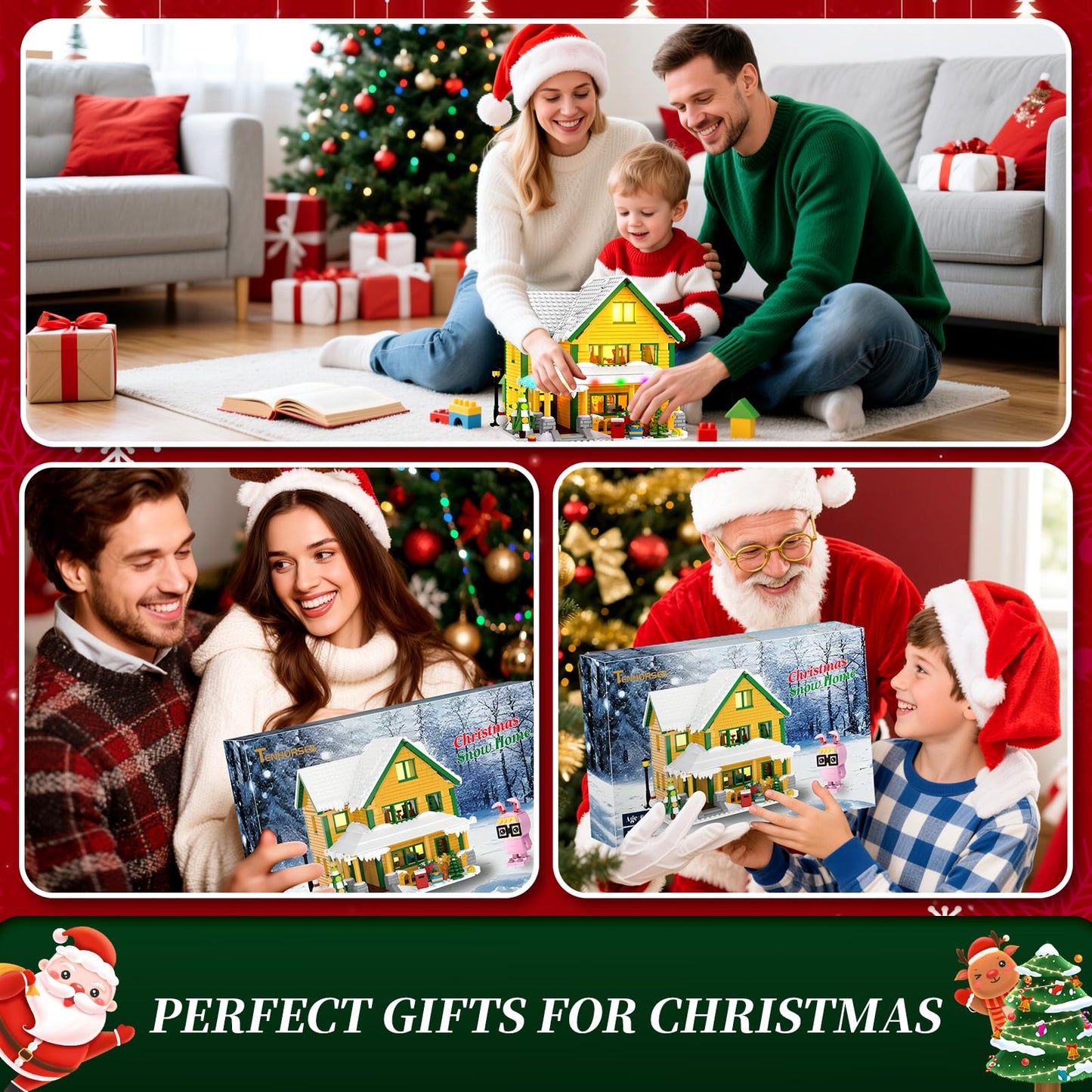Nubee Christmas House Building Set with LED Light - 1146 Pcs | LEGO-Compatible