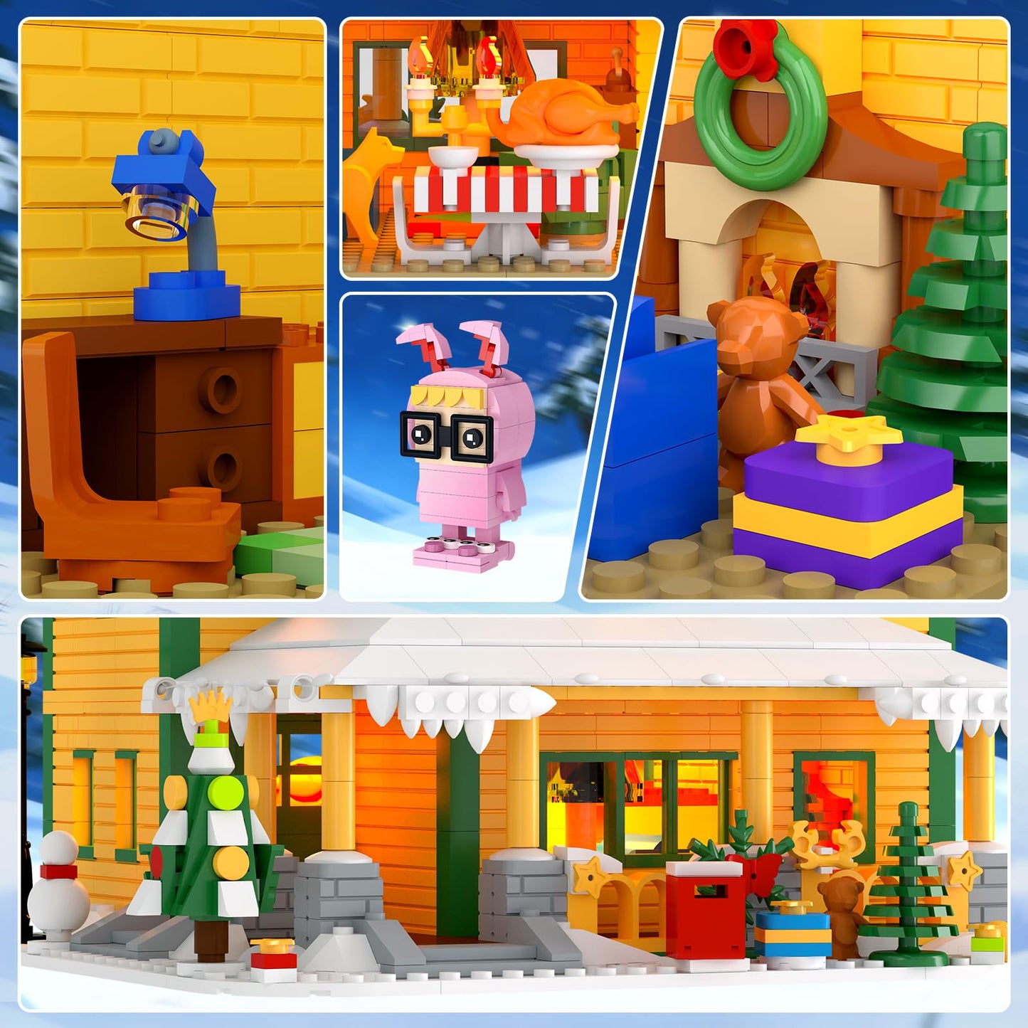 Nubee Christmas House Building Set with LED Light - 1146 Pcs | LEGO-Compatible