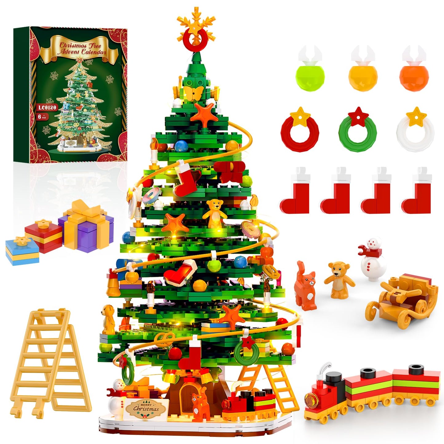 Nubee Christmas Tree Building Block Set with Light Kit — 661 PCS