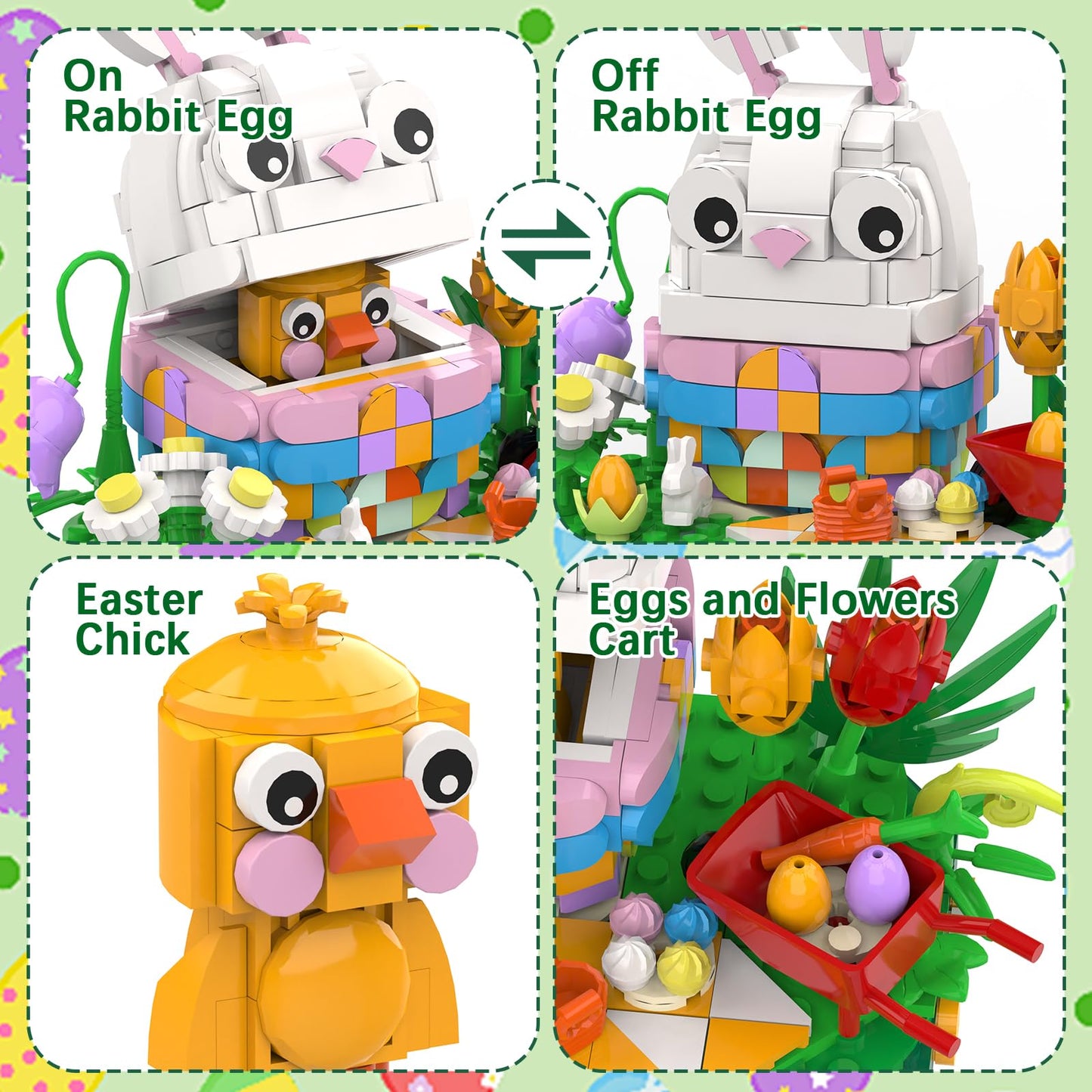 Nubee Easter Bunny Chick Building Set - 400 Pcs | Fun Easter Gift for Kids & Adults