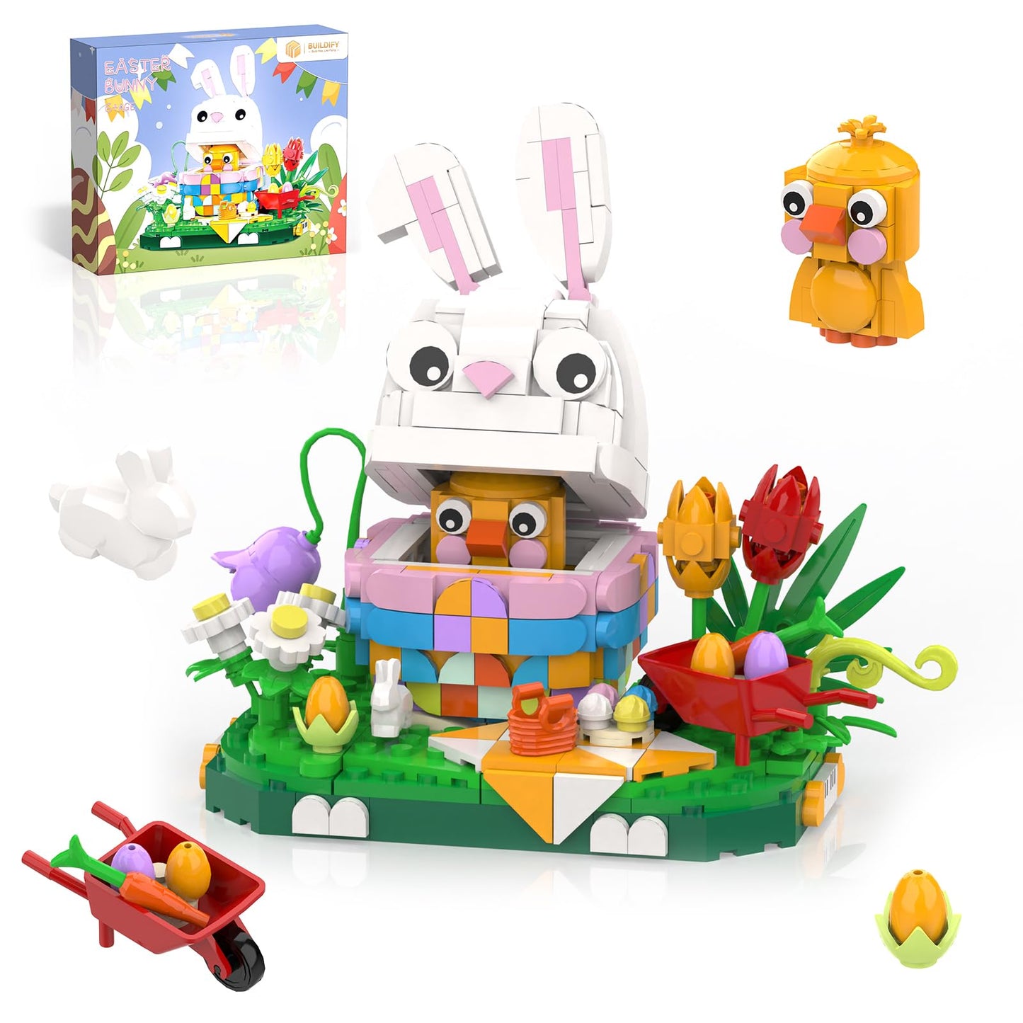 Nubee Easter Bunny Chick Building Set - 400 Pcs | Fun Easter Gift for Kids & Adults