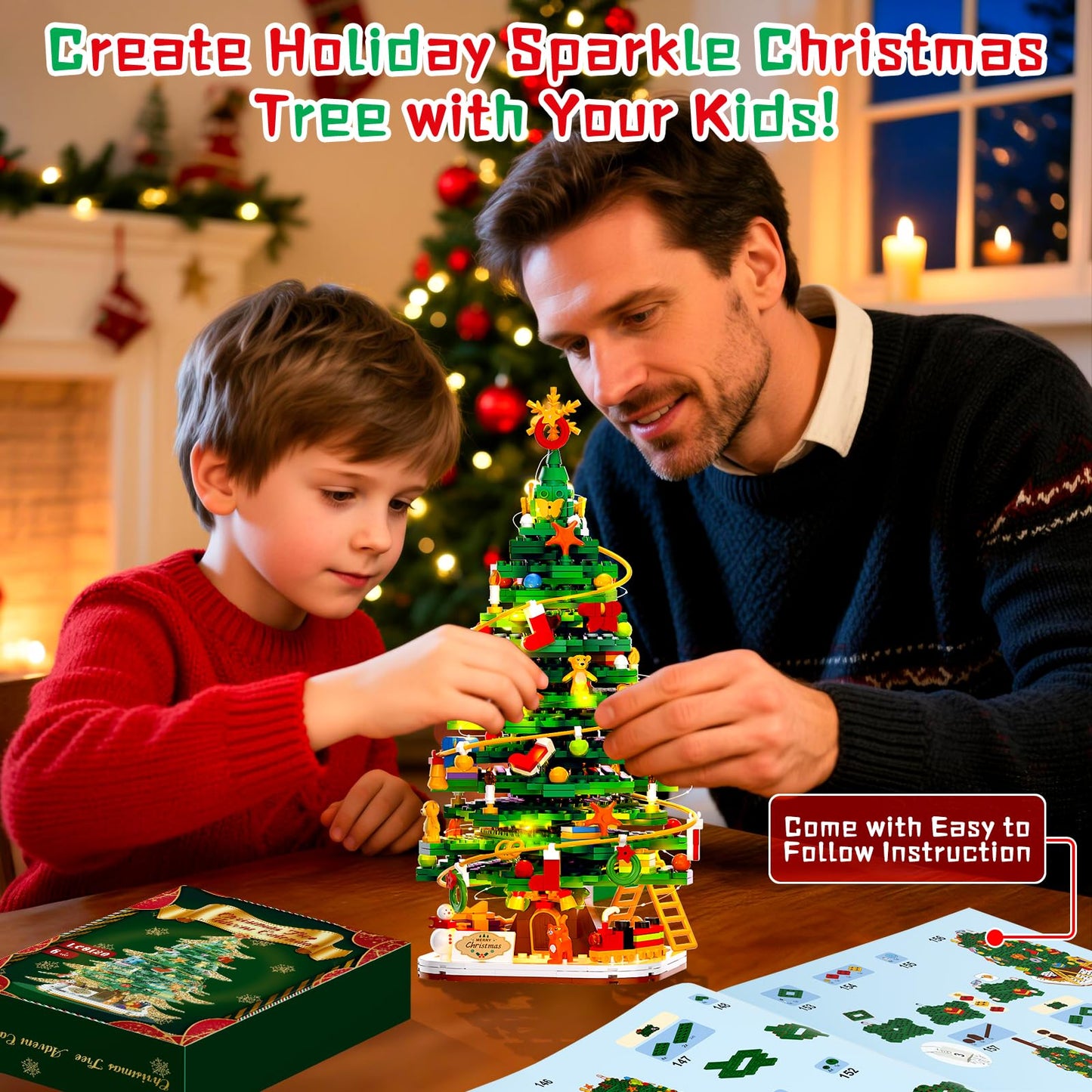 Nubee Christmas Tree Building Block Set with Light Kit — 661 PCS