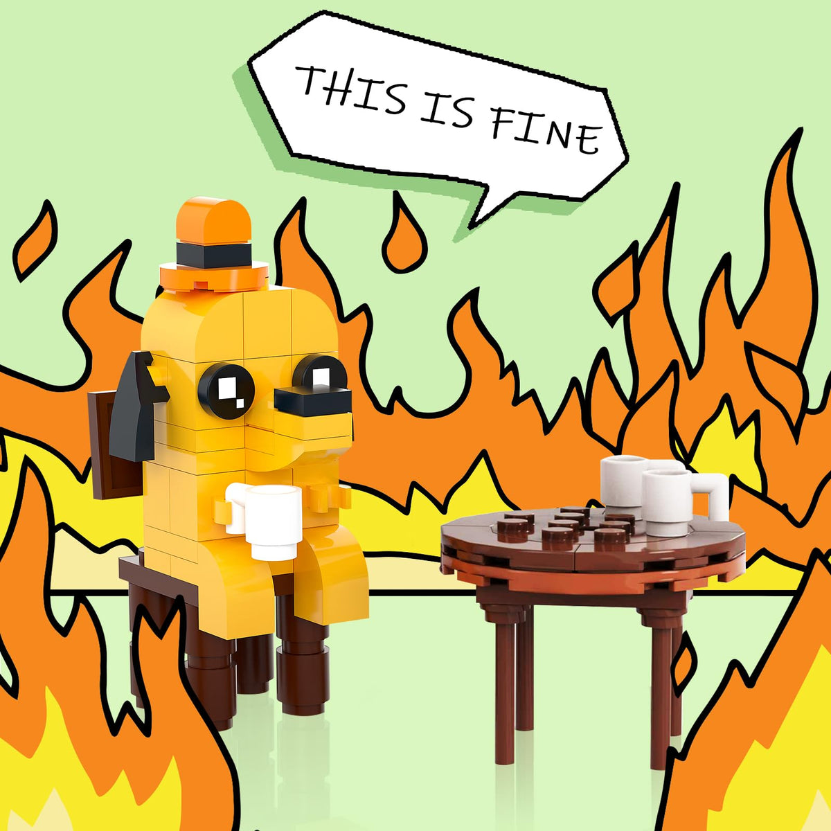 Nubee This Is Fine Dog Building Set – Meme-Inspired Toy for Kids 6+