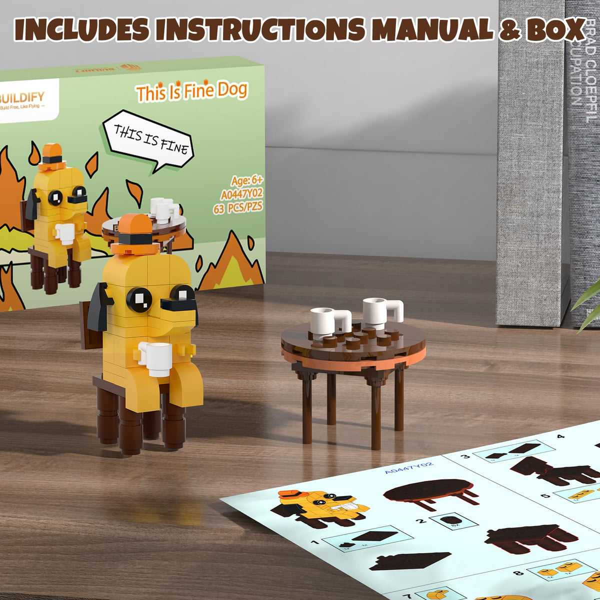 Nubee This Is Fine Dog Building Set – Meme-Inspired Toy for Kids 6+
