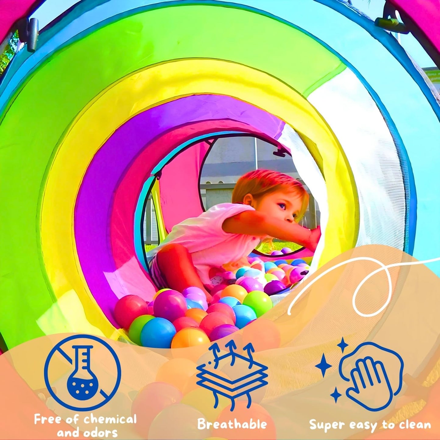 NUBUNI 4pc Pop Up Play Tent Set - 2 Tunnels + 2 Tents for Indoor & Outdoor Play