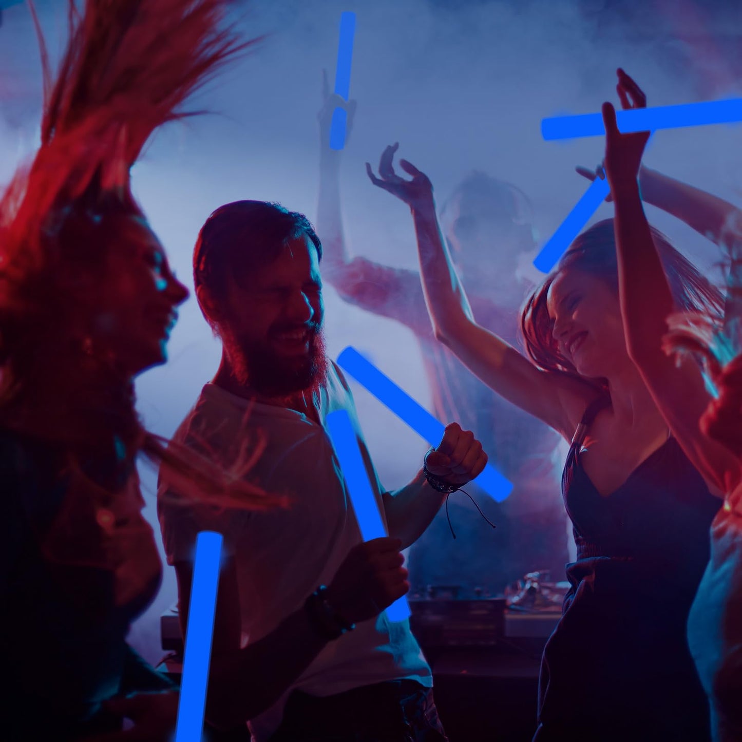 NUDALA Glow Foam Sticks Bulk – 24 Blue LED Light Up Sticks, 3 Modes