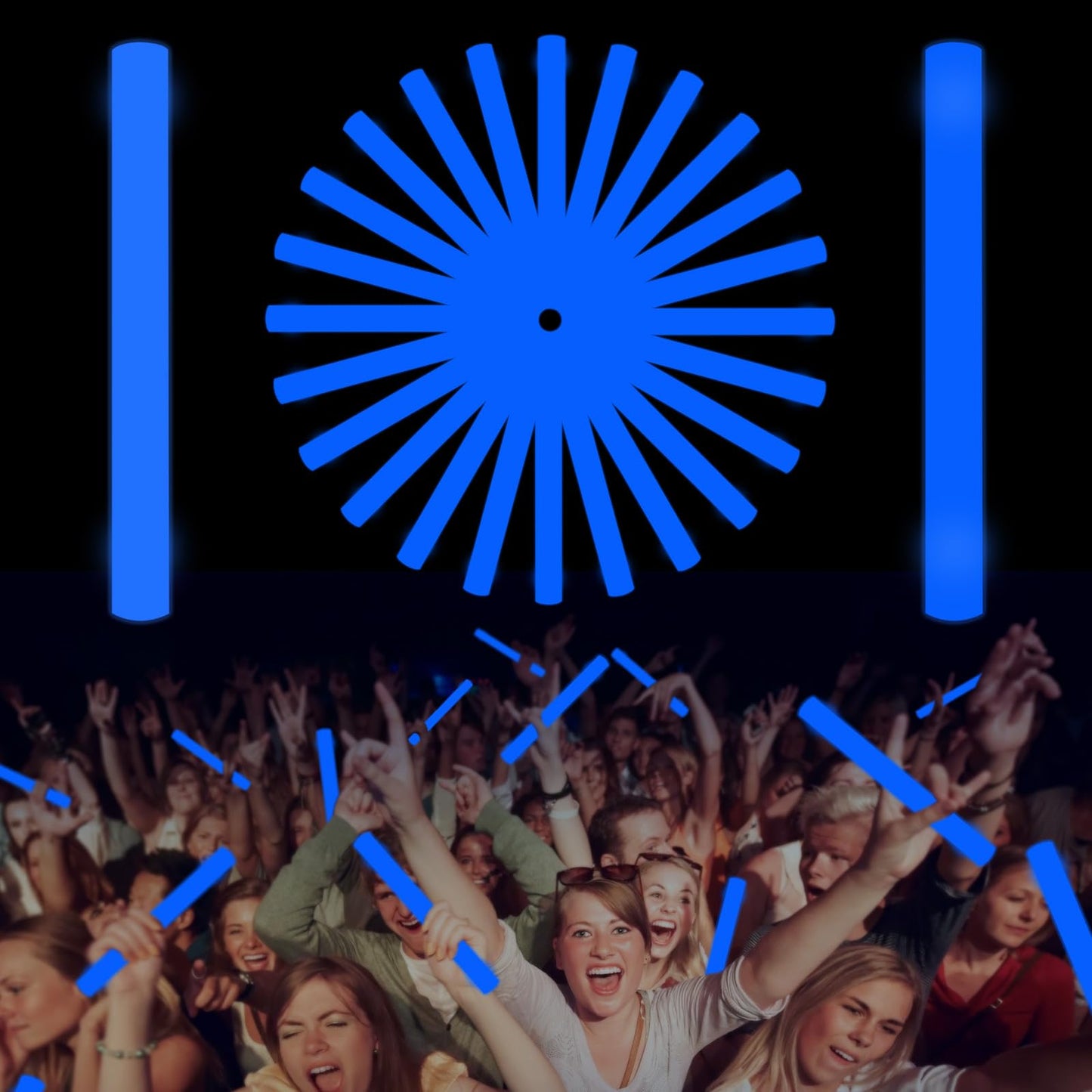 NUDALA Glow Foam Sticks Bulk – 24 Blue LED Light Up Sticks, 3 Modes