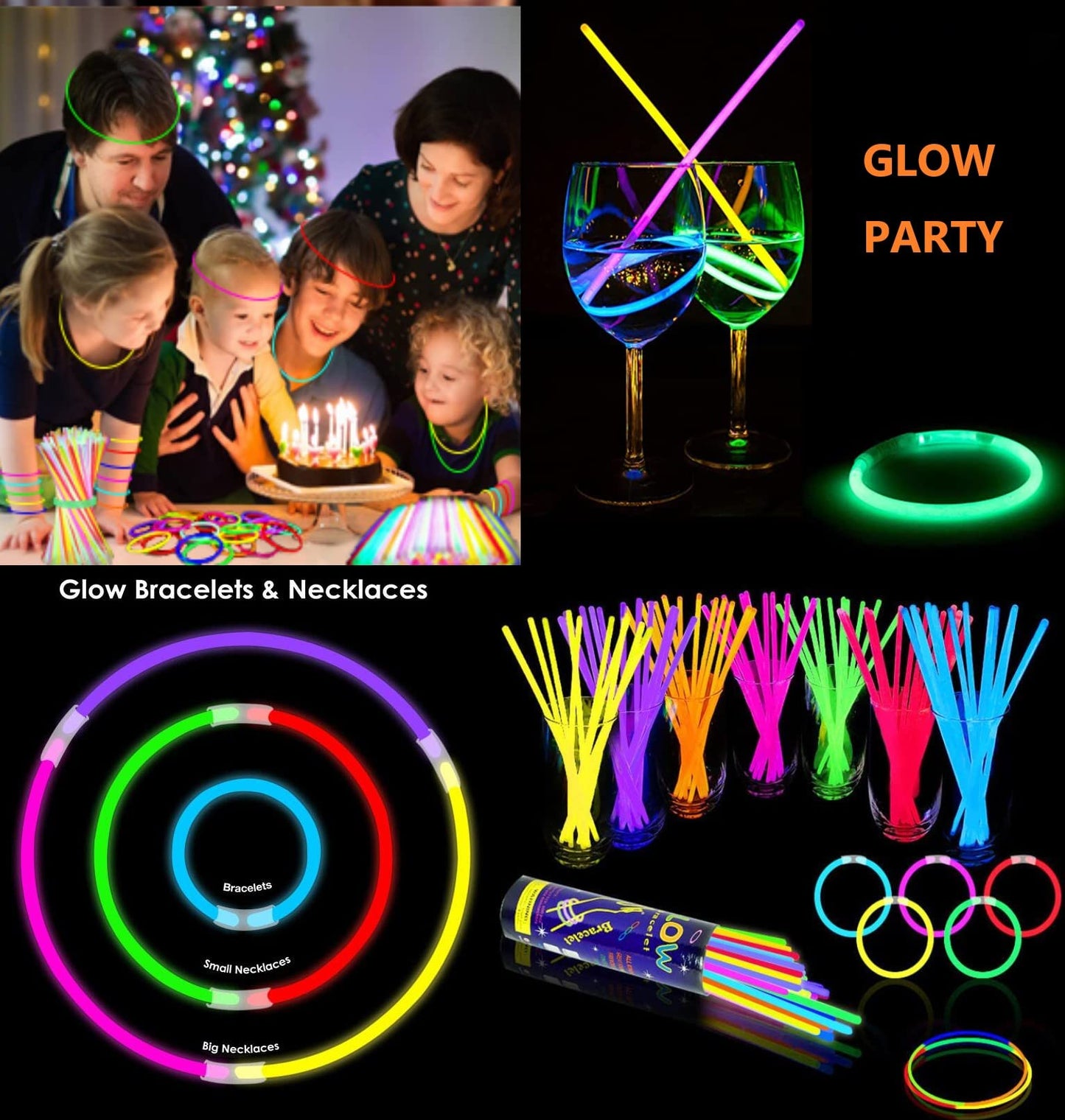 NUDALA 200 Pcs Purple Glow Sticks with Connectors – 8" Bracelets & Necklaces Bulk Kit for Parties, Holidays & Emergencies