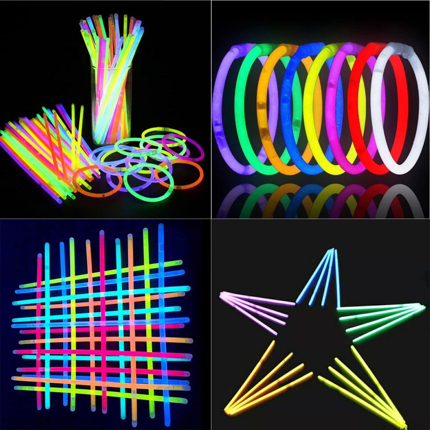 NUDALA 200 Pcs Purple Glow Sticks with Connectors – 8" Bracelets & Necklaces Bulk Kit for Parties, Holidays & Emergencies