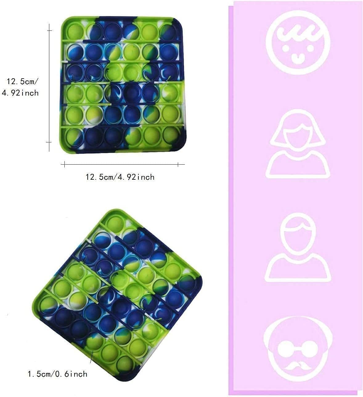 NUENUN 10pcs Random Silicone Tie-Dye Push Pop Bubble Fidget Toy – Sensory Stress Reliever for Kids & Adults