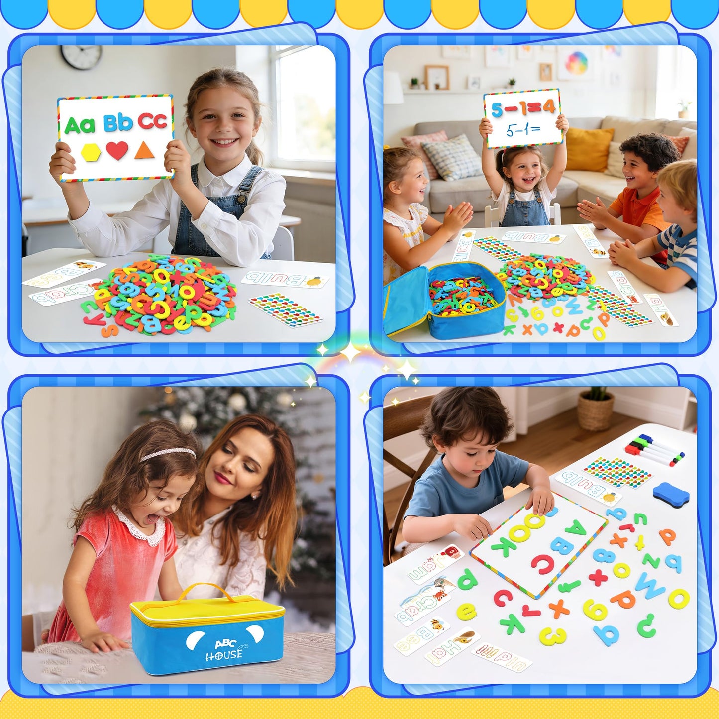 Nuesaurd 335-Pcs Magnetic Letters & Numbers Kit – Fridge Magnets, Board & Word Cards