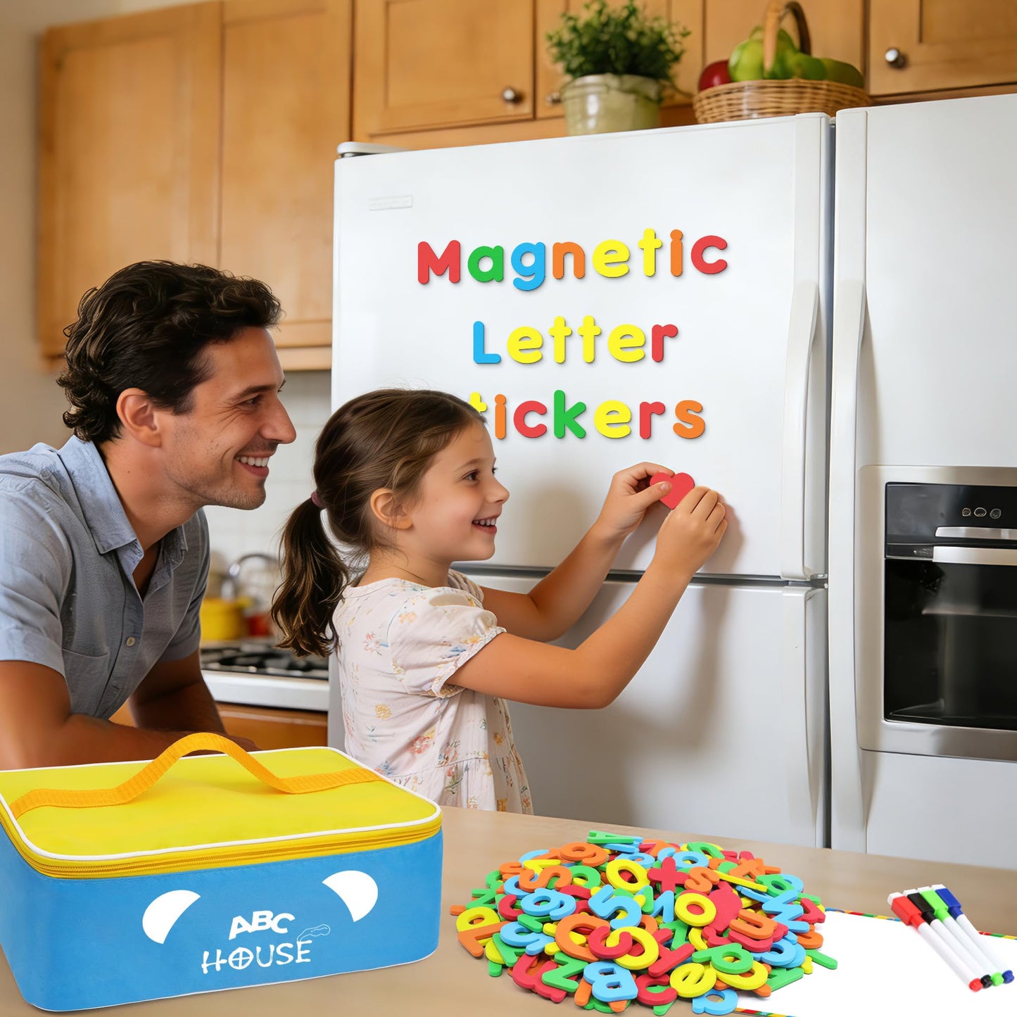 Nuesaurd 335-Pcs Magnetic Letters & Numbers Kit – Fridge Magnets, Board & Word Cards
