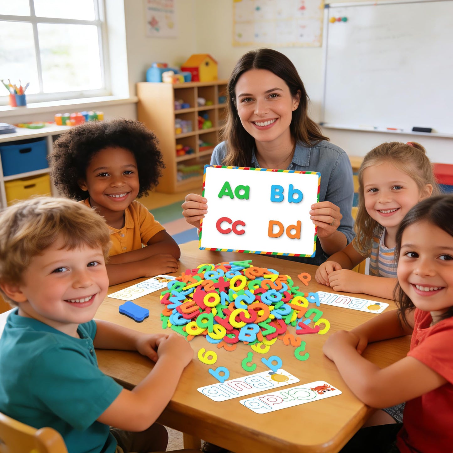 Nuesaurd 335-Pcs Magnetic Letters & Numbers Kit – Fridge Magnets, Board & Word Cards