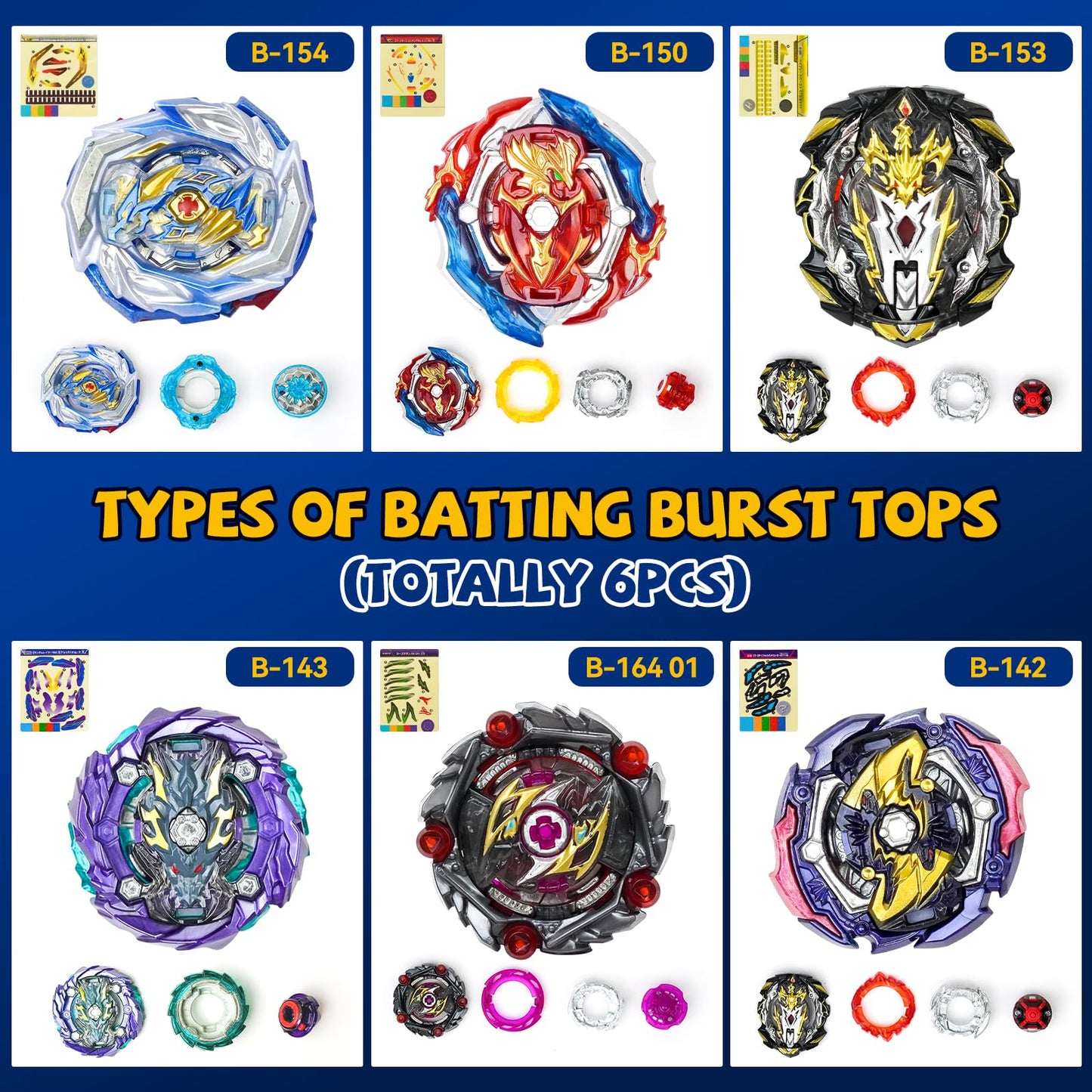 Nuffunx Bay Blade 17.8 Inch Large Stadium with 6 Burst Tops Launcher – Ages 5-12