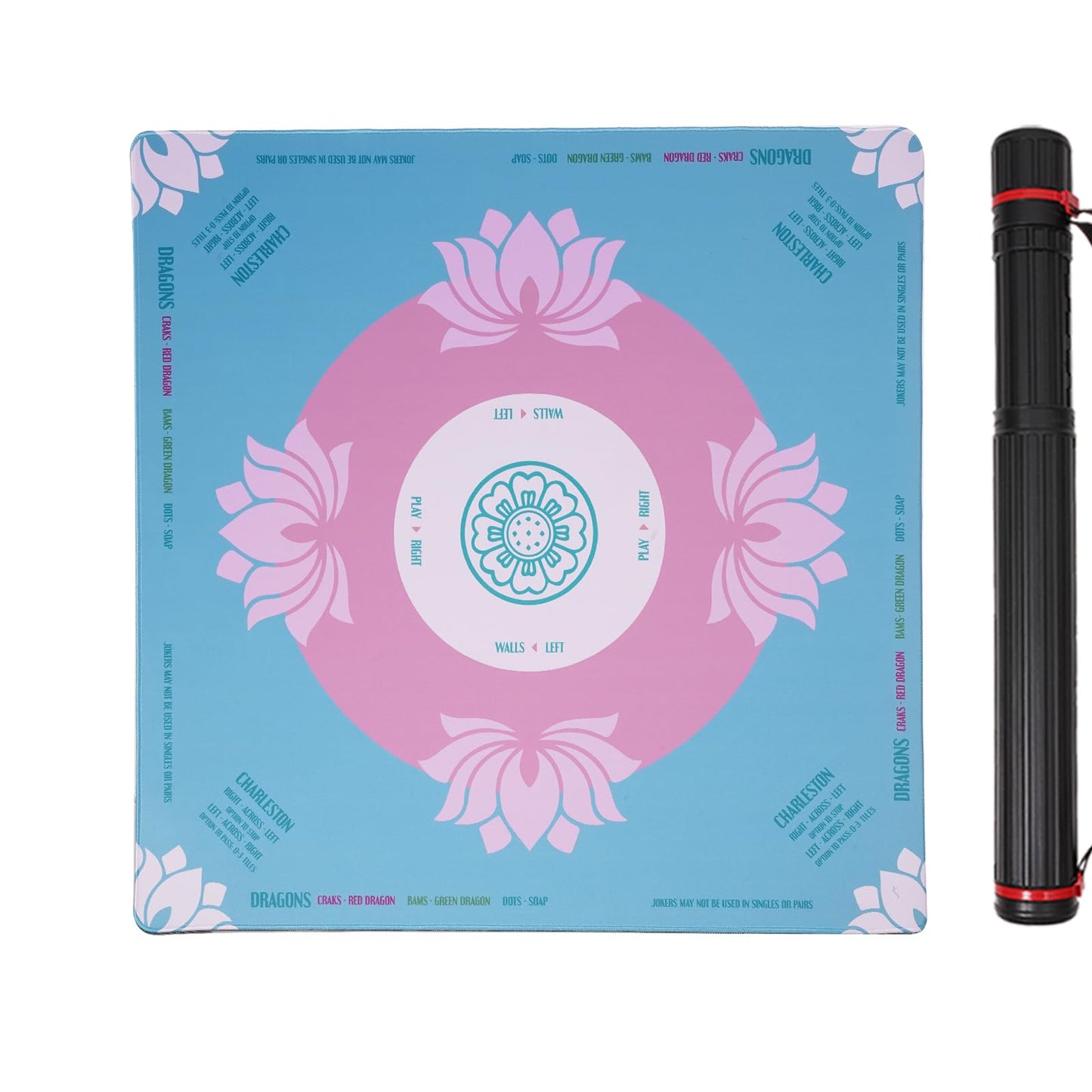 Nugnurt Pink Mahjong Mat 31.5" x 31.5" – Waterproof Surface, Non-Slip Backing