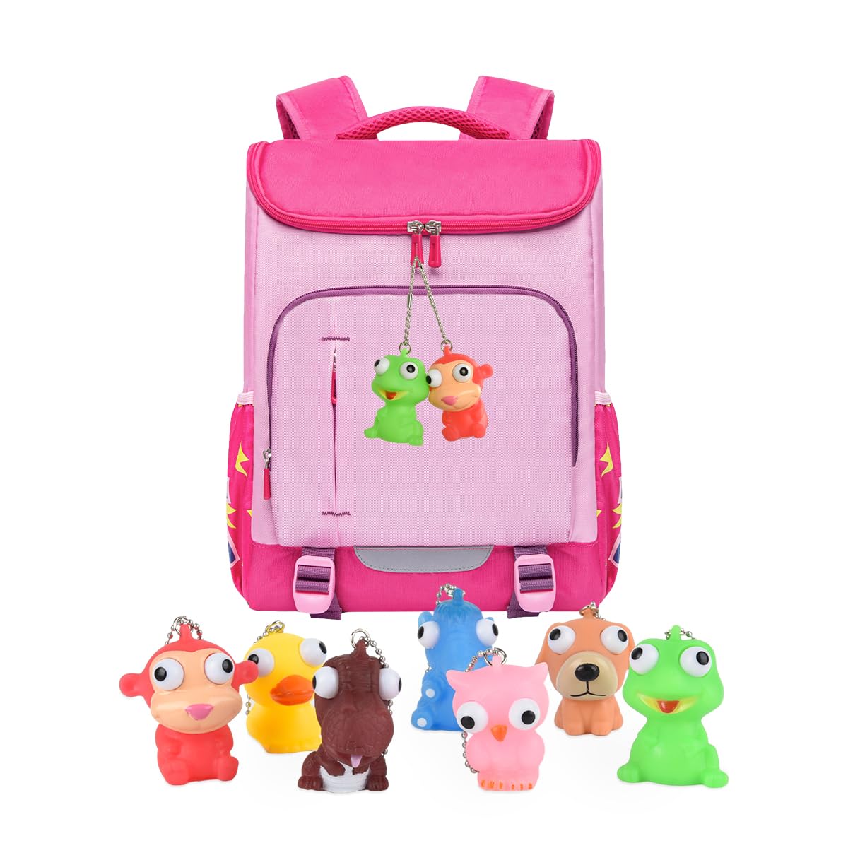 NUJOVI 28-Piece Valentine Cards with Pop-Eye Keychains for Kids